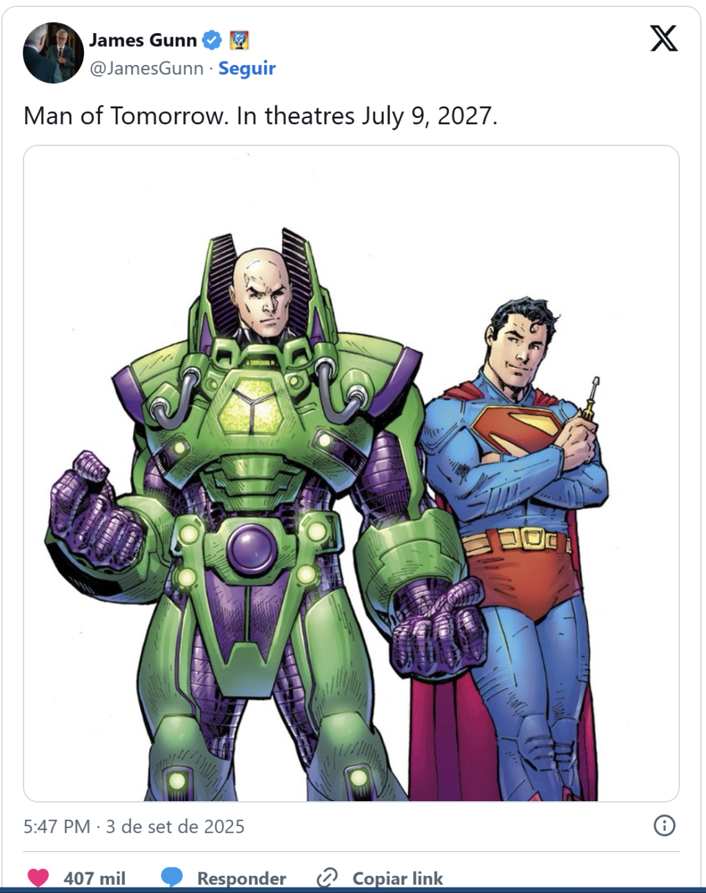 Pas une origin story ? La vision de James Gunn se précise Superman 2